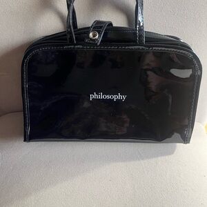 PHILOSOPHY Black Patent Cosmetic Makeup Bag Organizer Travel Case.